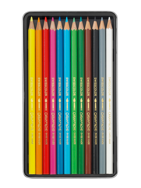 Kleurpotloden Caran d'Ache Swisscolor aquarel 12 stuks assorti — Foto 2 van 2