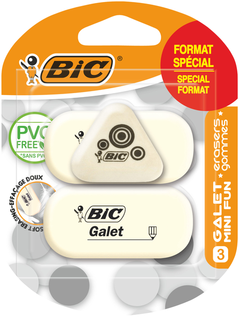 Gum Bic Galet pvc vrij zacht potlood wit blister à 3 stuks afbeelding