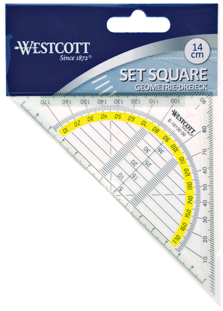 Geodriehoek Westcott 14cm transparant afbeelding