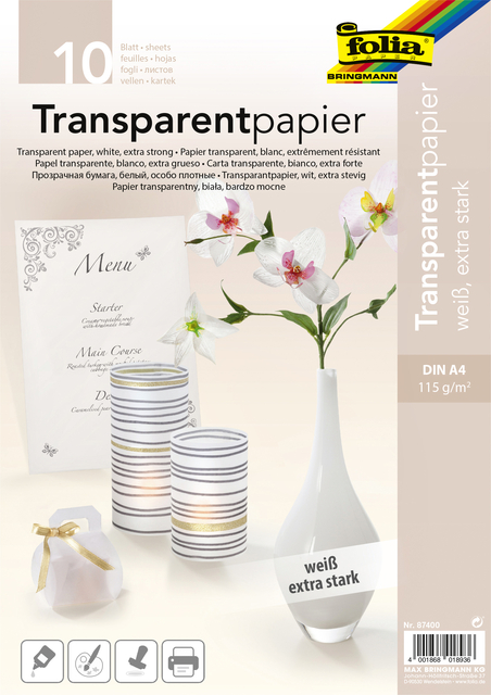 Transparant papier Folia A4 115gr 10 vel wit afbeelding