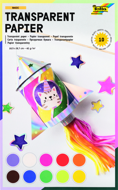 Transparant papier Folia 18.5x29.7cm 42gr 10 vel 10 kleuren afbeelding