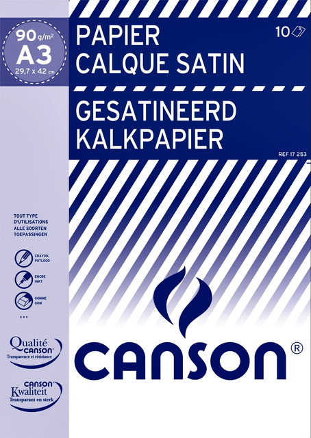 Kalkpapier Canson A3 90gr 10 vel afbeelding