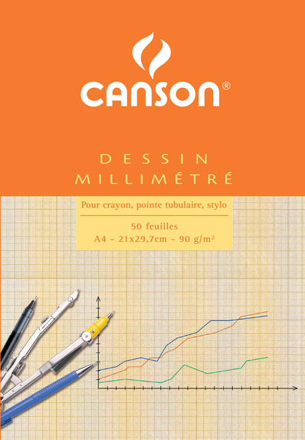 Millimeterblok Canson A4 lichtbruin 50 vel afbeelding