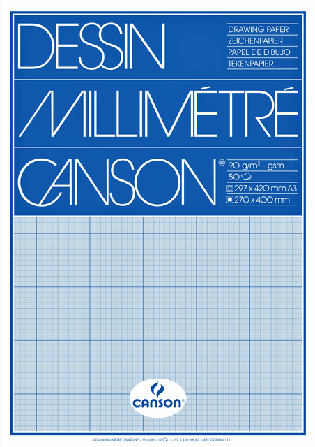 Millimeterblok Canson A3 blauw 50 vel afbeelding