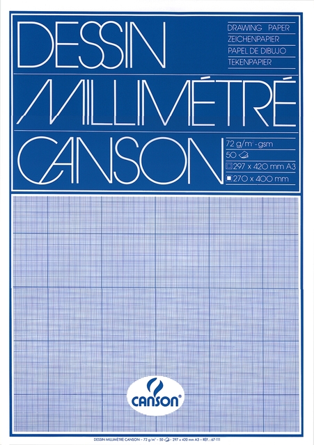 Millimeterblok Canson A3 blauw 50 vel afbeelding
