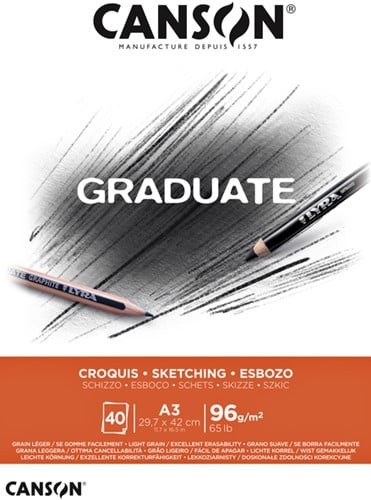 Schetsboek Canson Graduate Croquis A3 96gr 40 vel