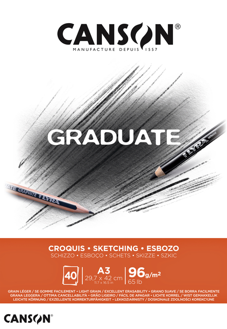 Schetsboek Canson Graduate Croquis A3 96gr 40 vel afbeelding