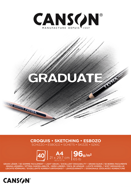 Schetsboek Canson Graduate Croquis A4 96gr 40 vel afbeelding