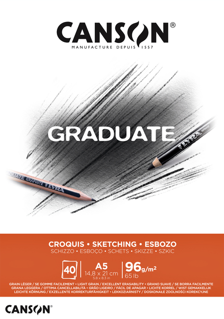 Schetsboek Canson Graduate Croquis A5 96gr 40 vel afbeelding