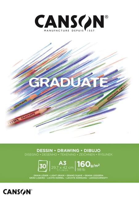 Tekenpapier Canson Graduate Drawing 30vel 160gr A3 helderwit afbeelding