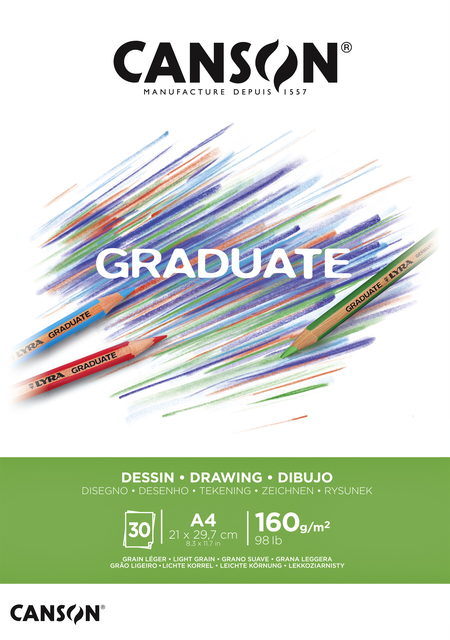 Tekenblok Canson Graduate Dessin A4 160gr 30 vel afbeelding