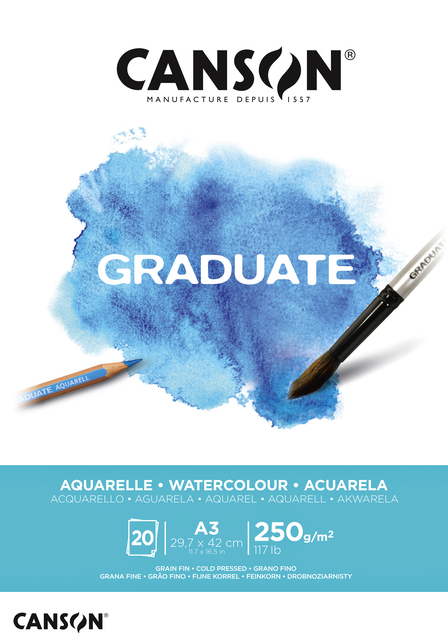 Aquarelblok Canson Graduate A3 250gr 20 vel afbeelding