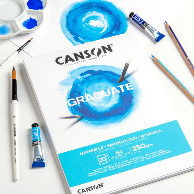 Aquarelpapier Canson Graduate Watercolour 20vel 250gr A5 natuurlijk wit — Foto 2 van 2