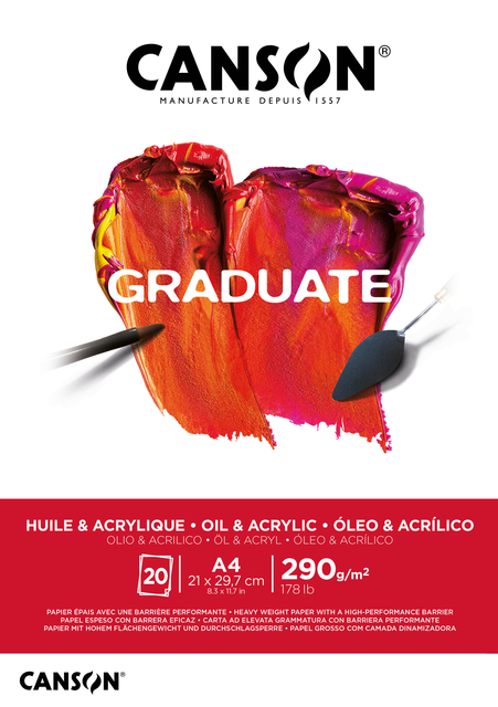 Olie Acrylblok Canson Graduate A4 290gr 20 vel