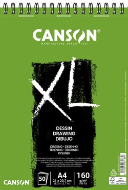 Tekenblok Canson XL Dessin A4 160gr spiraal 50 vel