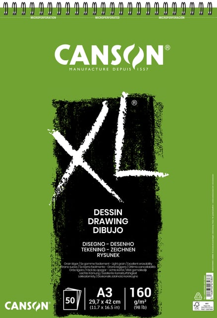 Tekenblok Canson XL Dessin A3 160gr spiraal 50 vel afbeelding