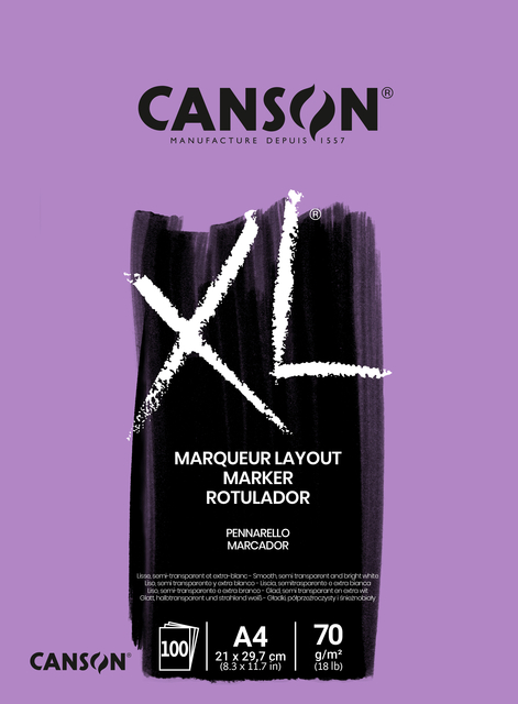 Tekenblok Canson XL Marker A4 70gram 100 vel