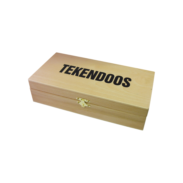 Tekendoos 25x12.5x6.5cm 3 vakken beukenhout afbeelding