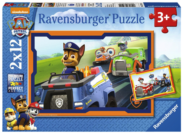 Puzzel Ravensburger Paw Patrol in actie 2 x12 stukjes afbeelding