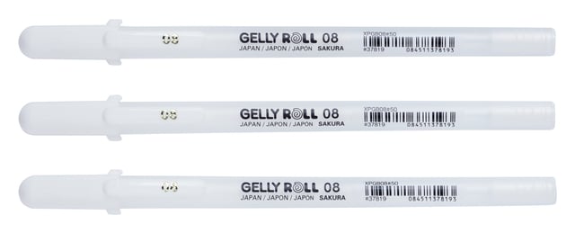 Gelschrijver Sakura Gelly Roll Classic 08 set à 3 stuks wit afbeelding