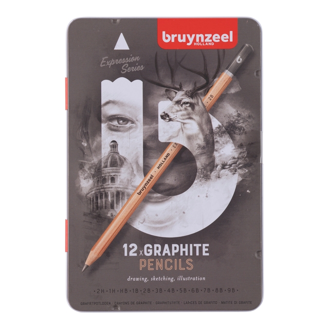 Grafietpotlood Bruynzeel Expression set à 12 hardheden grijs afbeelding