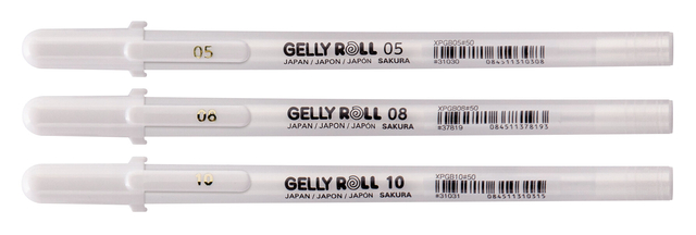 Gelschrijver Sakura Gelly Roll Classic set à 3 breedtes wit afbeelding