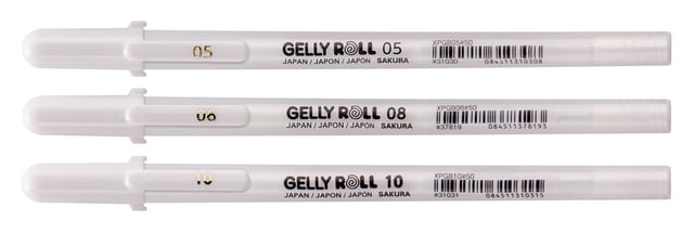 Gelschrijver Sakura Gelly Roll Classic set à 3 breedtes wit afbeelding