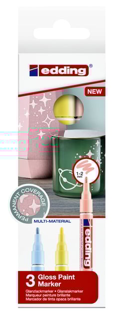 Paintmarker edding 751 op oliebasis 1-2mm pastel assorti 3 stuks afbeelding