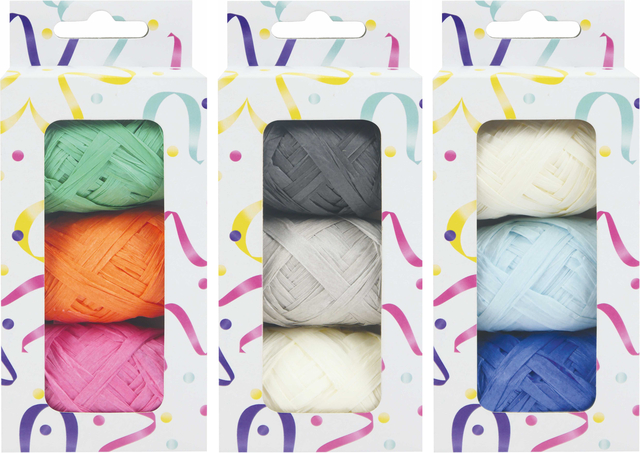 Lint raffia assorti: oranje, groen&roze afbeelding