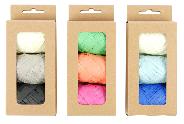 Lint raffia assorti: oranje, groen & roze afbeelding