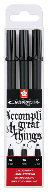 Kalligrafiepen Sakura Calligrapher set à 3 breedtes zwart afbeelding