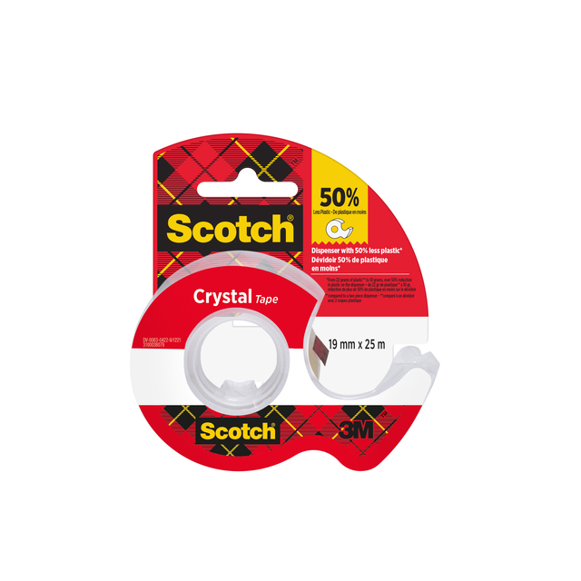 Plakband Scotch Crystal 600 19mmx25m transparant + handdispenser afbeelding