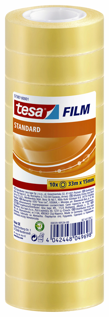 Plakband tesafilm® Standaard 33mx15mm krimp transparant 10 rollen afbeelding