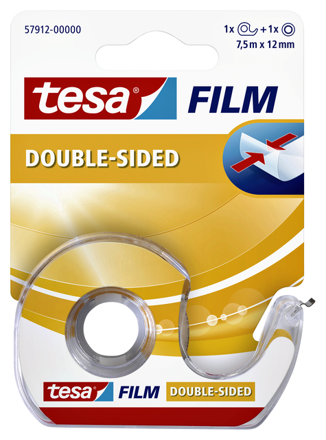 Tape tesafilm® dubbelzijdig 12mmx7,5m transparant met dispenser afbeelding