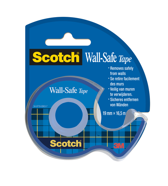 Plakband Scotch 19mmx16.5m Wall Safe + handdispenser afbeelding