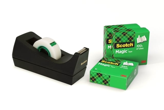 Plakbandhouder Scotch C38 zwart + 4 rollen magic tape 19mmx33m afbeelding