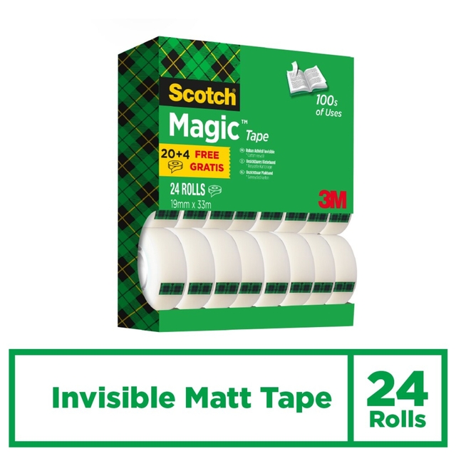 Plakband Scotch Magic 810 19mmx33m onzichtbaar mat 20+4 gratis — Foto 2 van 2