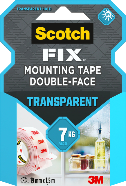 Plakband Scotch dubbelzijdig 19mmx1.5m transparant afbeelding