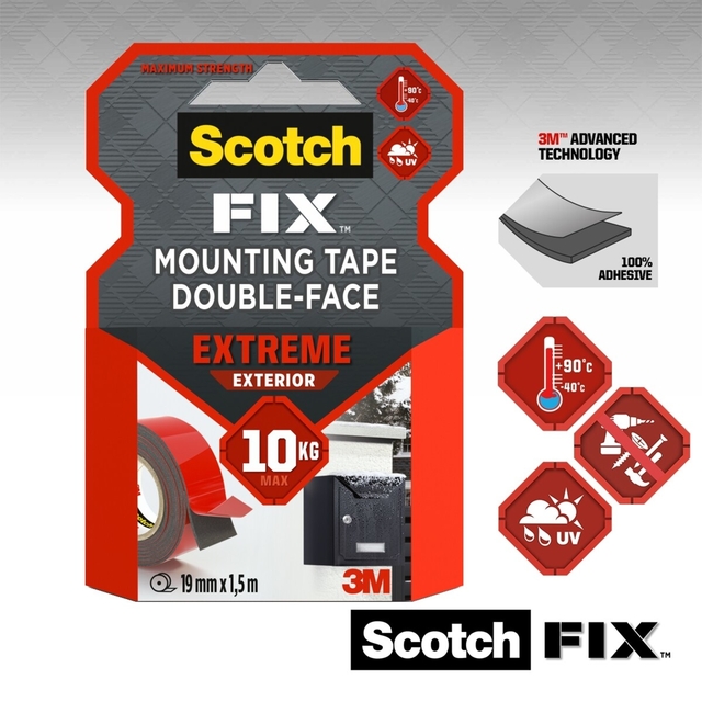 Plakband Scotch Extreme Exterior 19mm x 1,5m dubbelzijdig — Foto 2 van 2