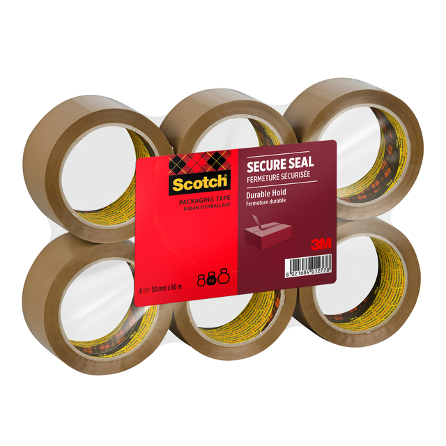 Verpakkingstape Scotch Secure Seal 50mmx66m bruin 6 rollen afbeelding