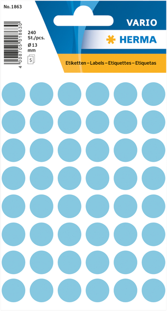 Etiket HERMA 1863 rond 12mm blauw 240stuks afbeelding