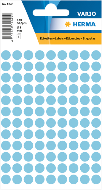 Etiket HERMA 1843 rond 8mm blauw 540stuks afbeelding