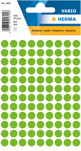 Etiket HERMA 1845 rond 8mm groen 540stuks afbeelding