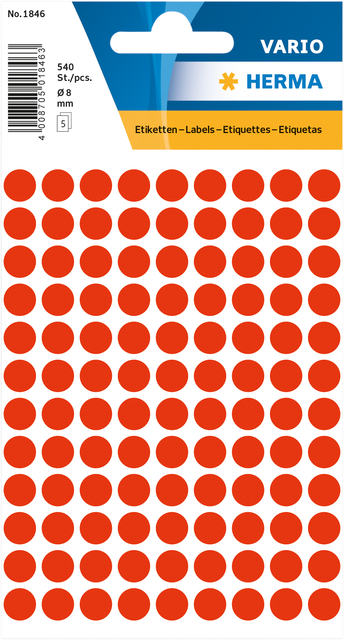 Etiket HERMA 1846 rond 8mm fluor rood 540stuks afbeelding