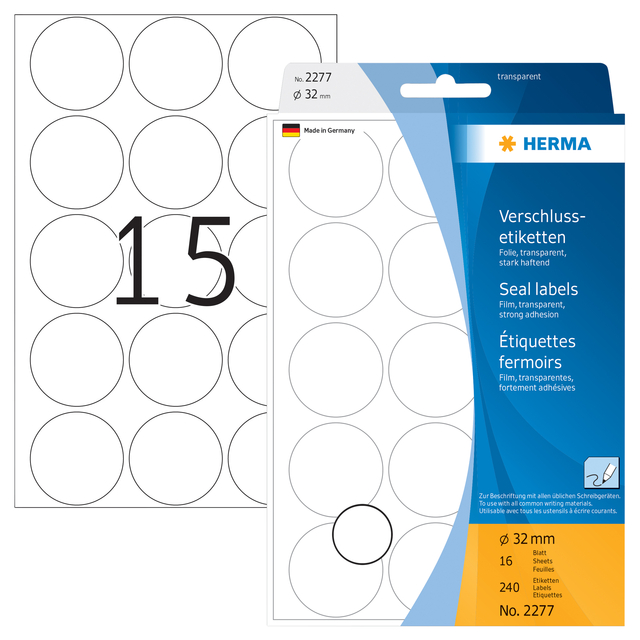 Etiket HERMA 2277 rond 32mm transparant 240 stuks — Foto 2 van 2
