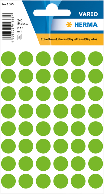 Etiket HERMA 1865 rond 12mm groen 240stuks afbeelding
