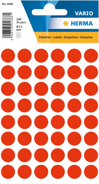 Etiket HERMA 1866 rond 12mm fluor rood 240stuks afbeelding