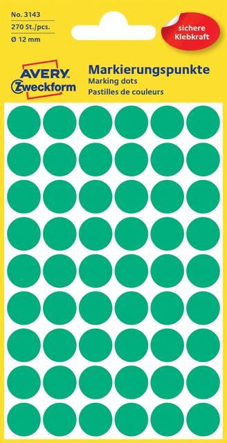 Etiket Avery Zweckform 3143 rond 12mm groen 270stuks afbeelding