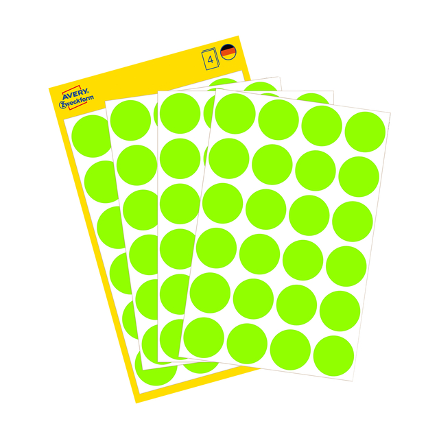 Etiket Avery Zweckform 3174 rond 18mm lichtgroen 96 etiketten afbeelding