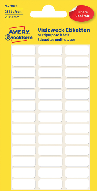 Etiket Avery Zweckform 3073 20x8mm wit 234stuks afbeelding